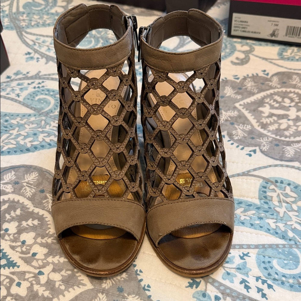 Vince Camuto Brown Caged Sandals